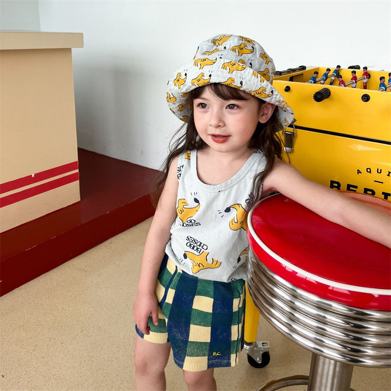 Children's Cartoon Print Outdoor Sunscreen Fisherman Hat