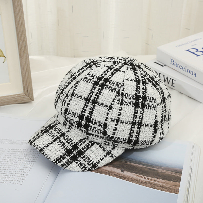 Black and White Plaid style Beret