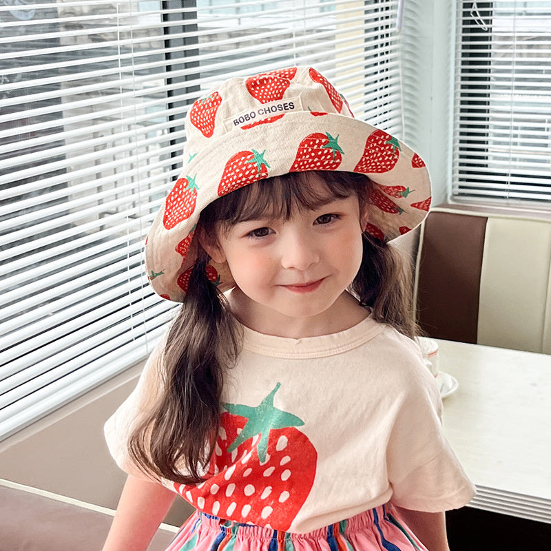 Children's Cartoon Print Outdoor Sunscreen Fisherman Hat