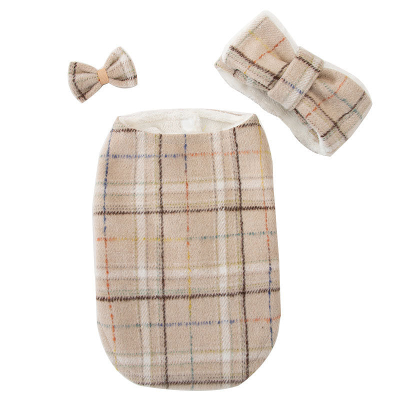 Pet Clothes Plaid Bow Tie Vest Suit