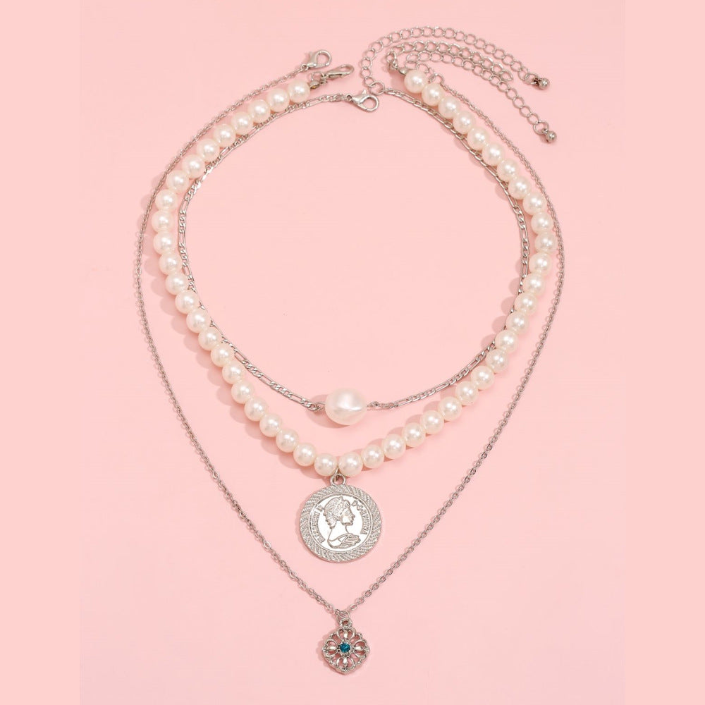Multilayer Retro Gemstone Pearl Necklace
