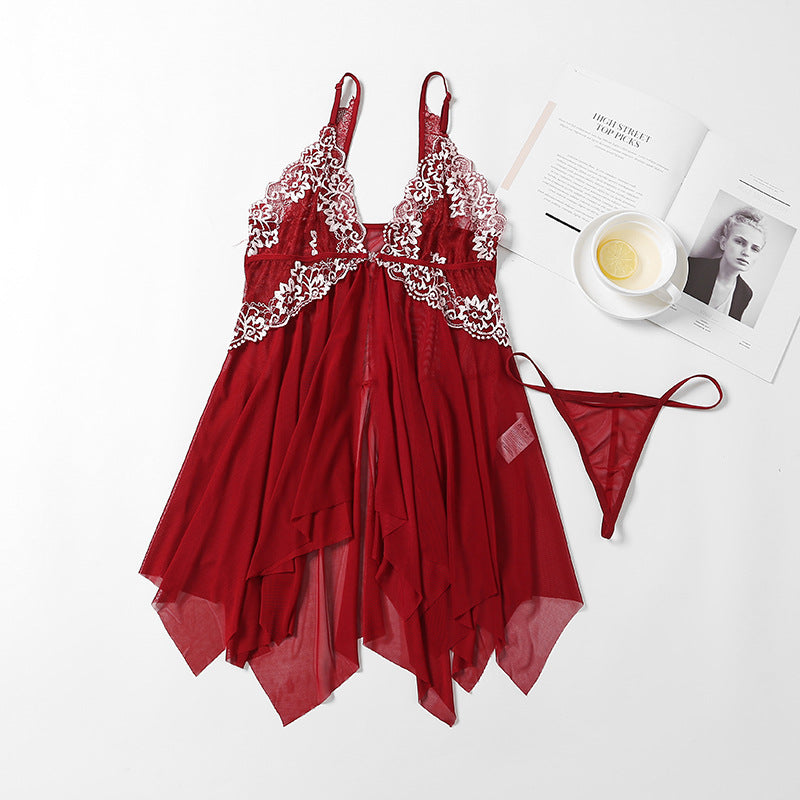 Sexy Lace V-Neck Front Closure Nightdress