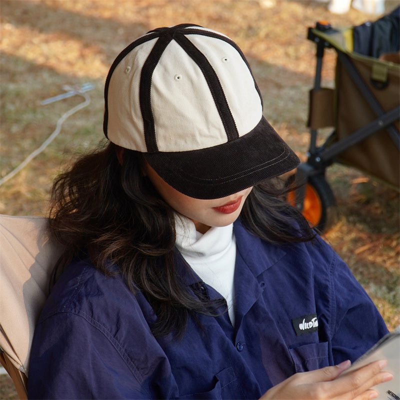 Black And White Spliced Two-tone Flat Cap