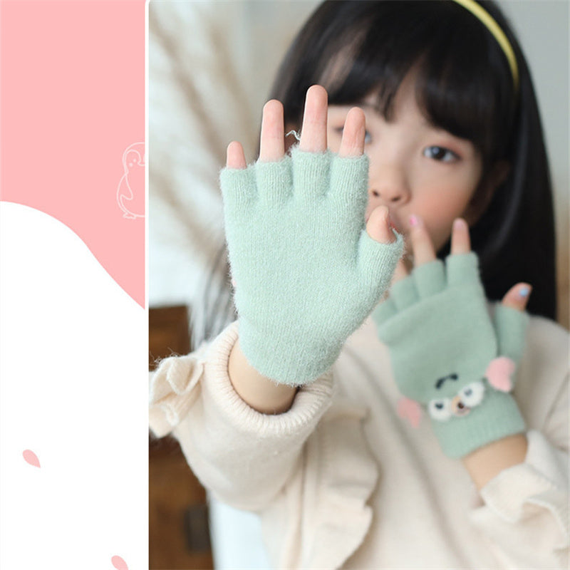 Children's Cold-Resistant Flip Knit Wool Gloves