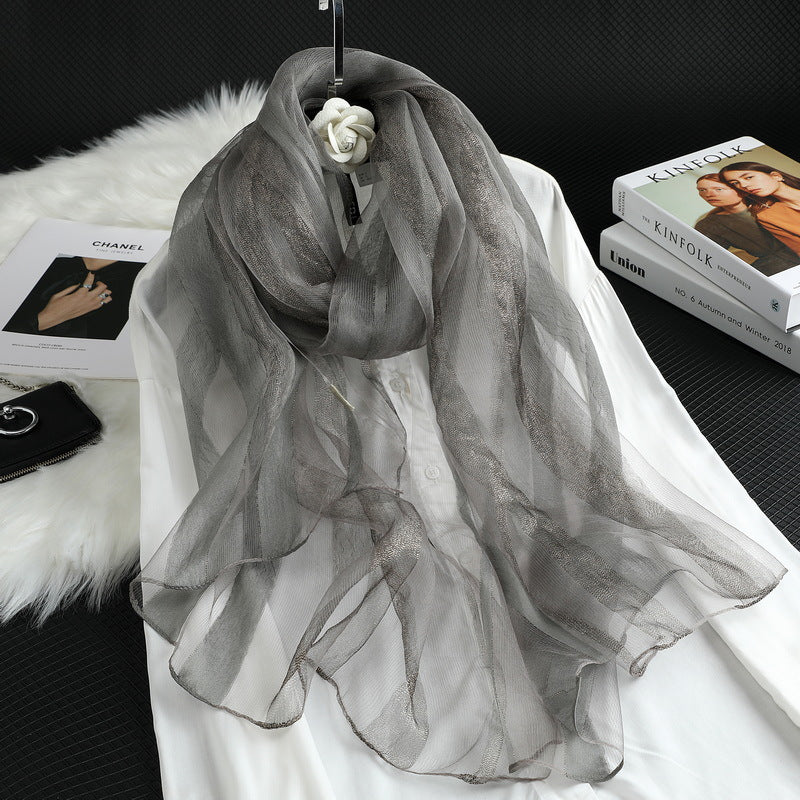 All-match Striped Silk Scarf