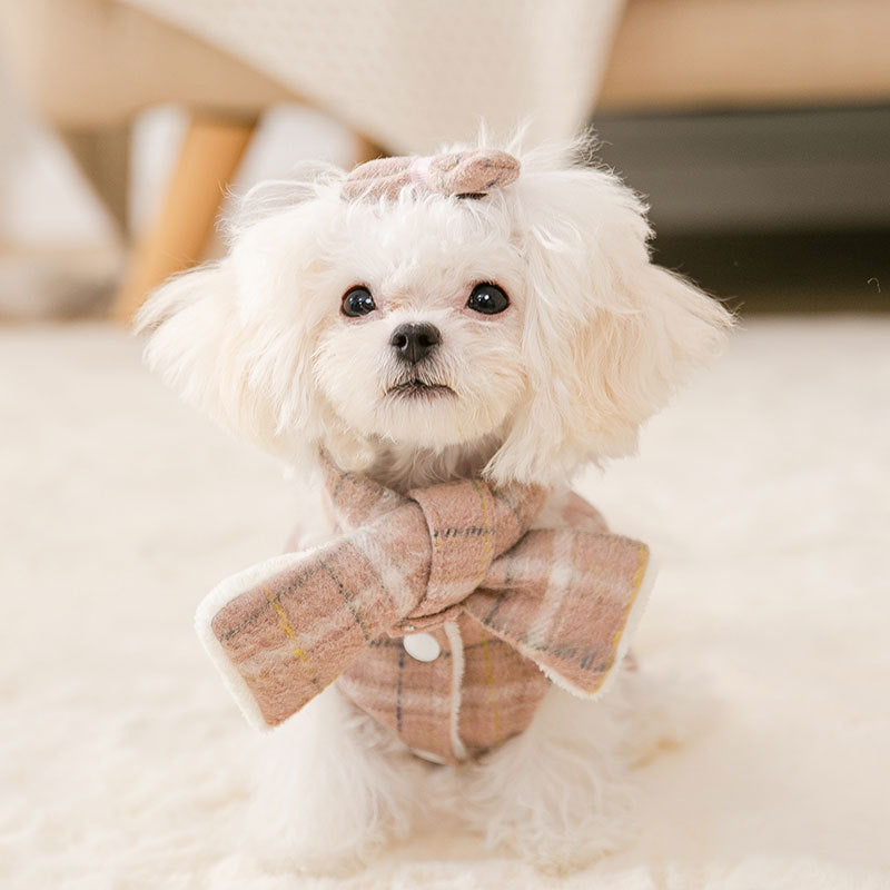 Pet Clothes Plaid Bow Tie Vest Suit