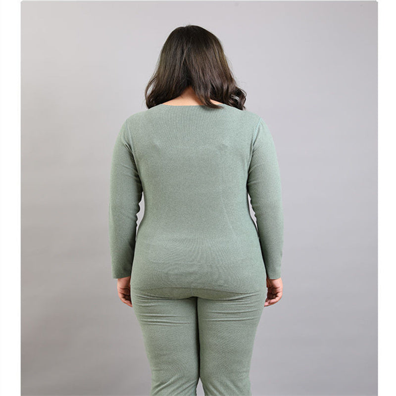 Big Size Thin Thermal Underwear Sets Women Winter Clothes  Long Sleeve  Tops&Trousers