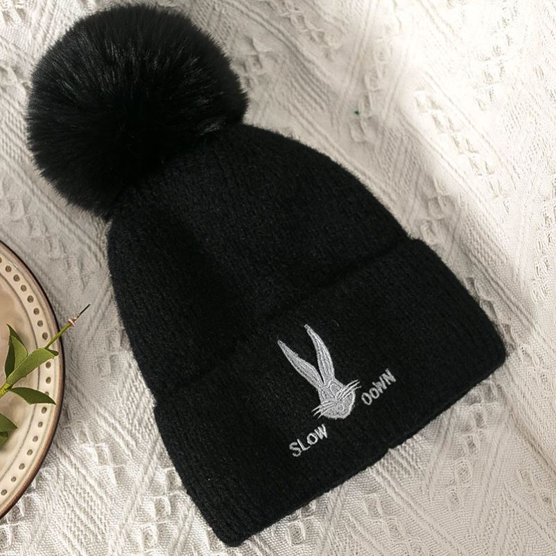 Windproof Wool Ball Knitted Hat