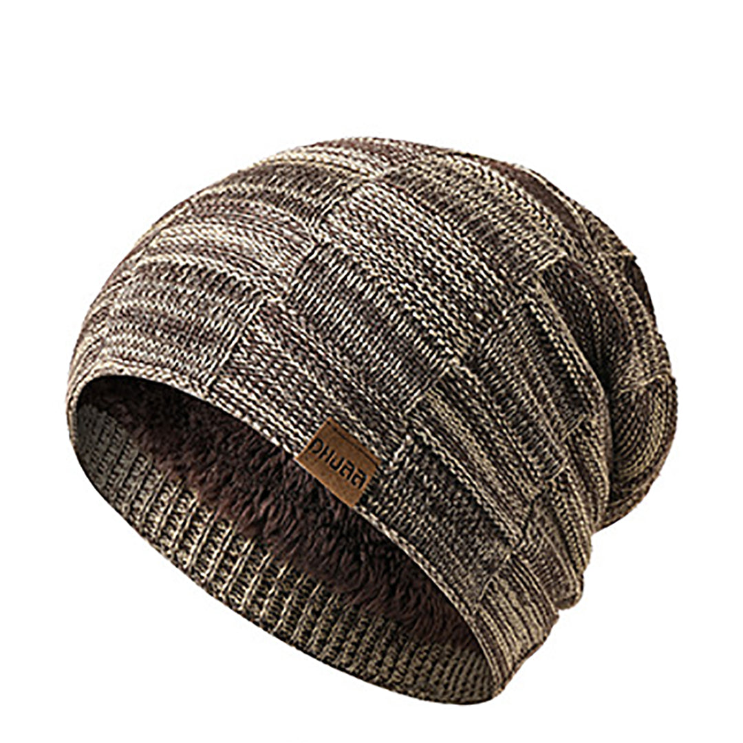 Stylish Men Fluffy Knitted  Hat &  Scarf For Cold Winter