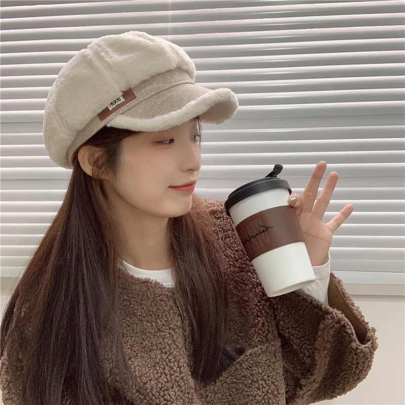Women's Fashion Spliced Plush French Beret