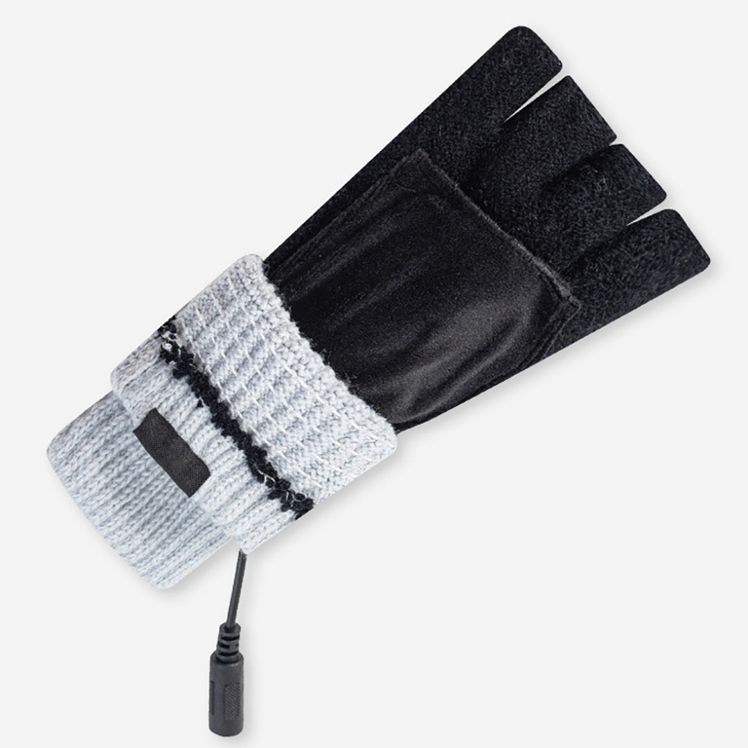 Winter USB Charging Half-Finger Knitted Gloves