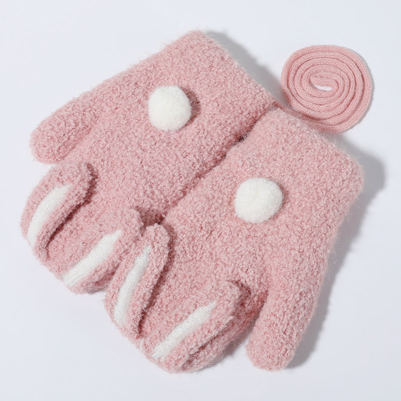 Cute Plush Bunny Mittens For Girls