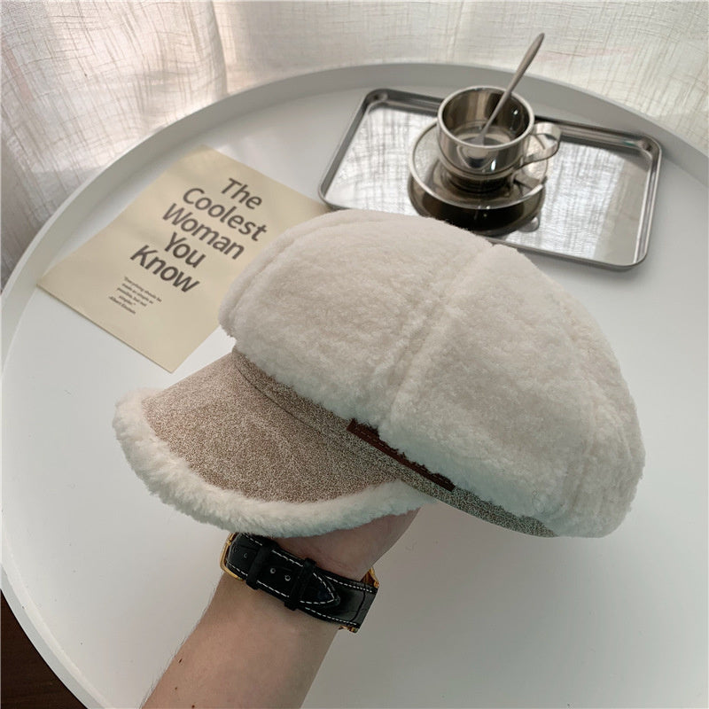 Women's Fashion Spliced Plush French Beret