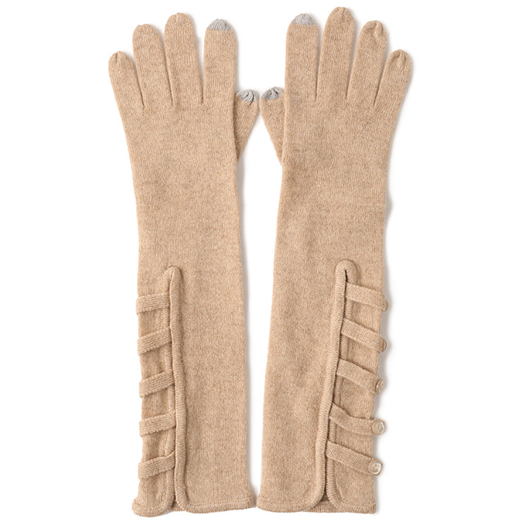 Stylish Solid Color Knitted Warm Long Gloves Support Touch Screen