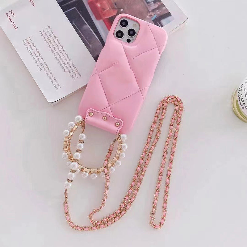 Fashion Pearl Bracelet Leather Phone Case