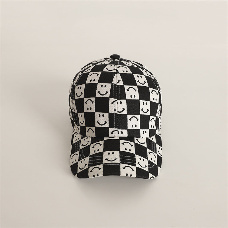 Trend plaid smiling face cap for boys and girls
