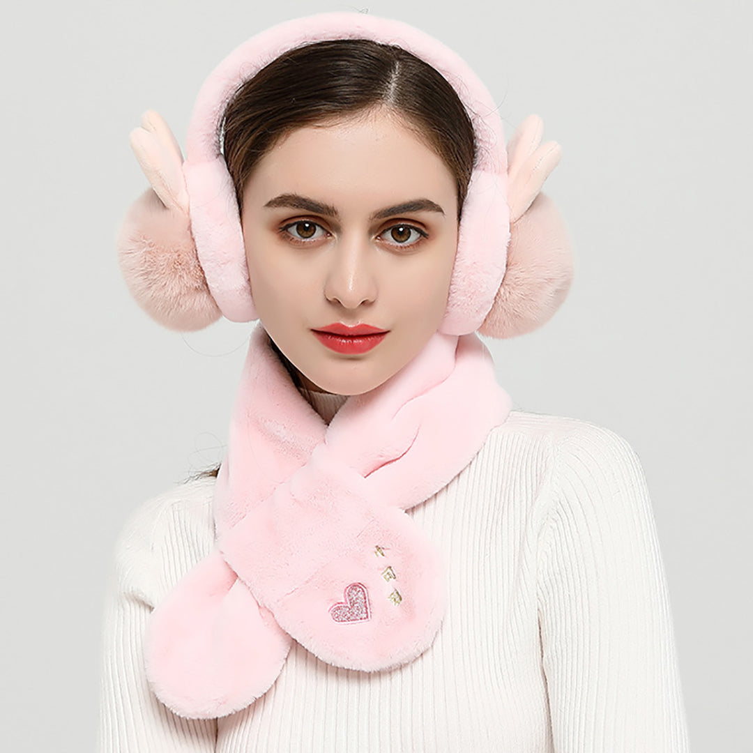 Rabbit Earmuffs & Scarf Two-piece set For Winter