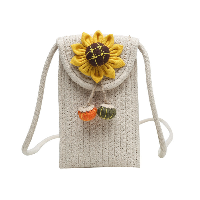 Vintage Woven Sunflower Shoulder Bag