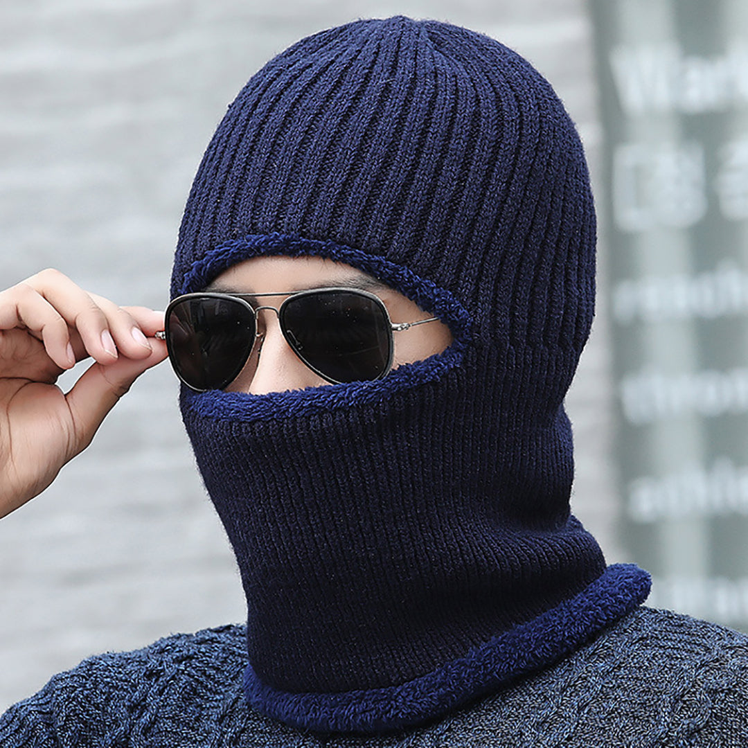 Men Warm Ear-protection Knitted Hat & Scarf 2 in 1