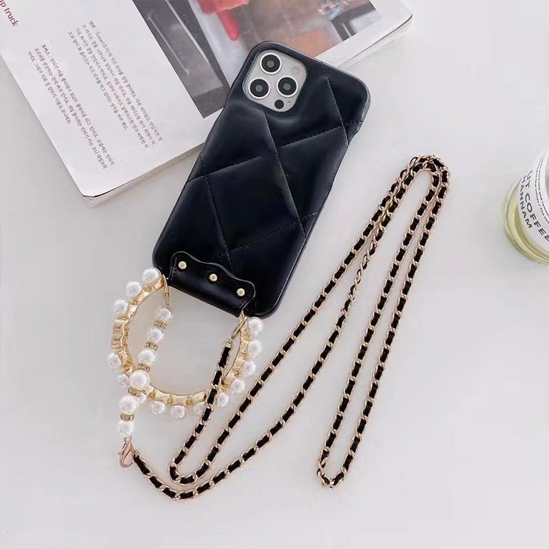 Fashion Pearl Bracelet Leather Phone Case