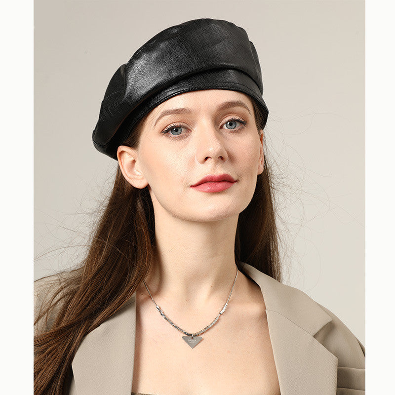 Vintage PU Leather Beret