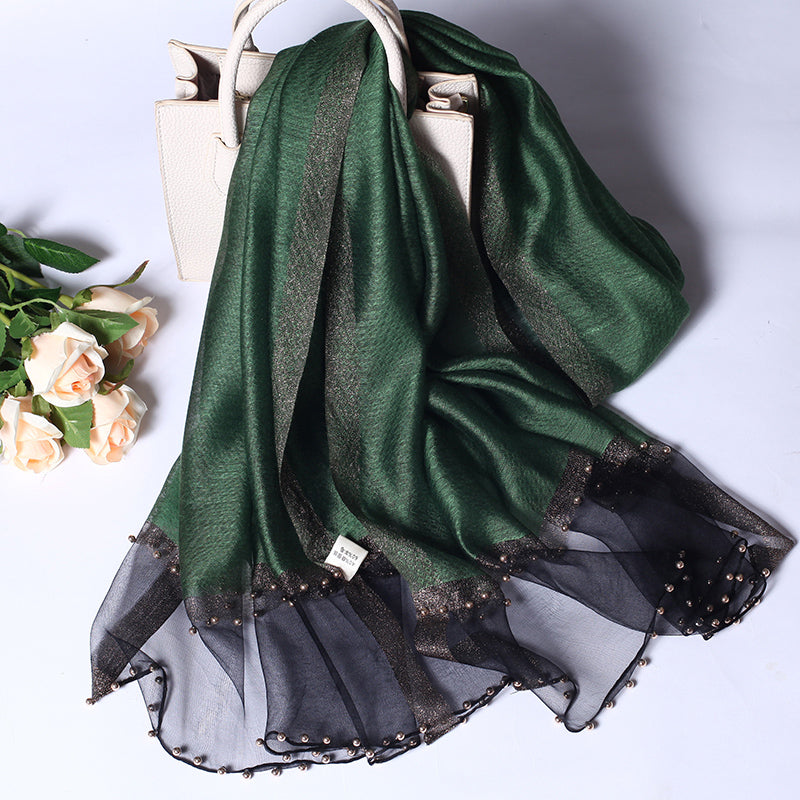 Beaded Pure Color Scarf