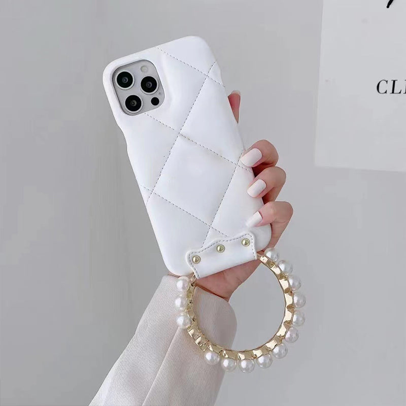 Fashion Pearl Bracelet Leather Phone Case