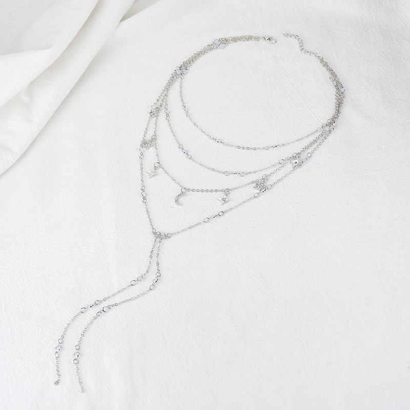 Fashion Moon Star Diamond Necklace