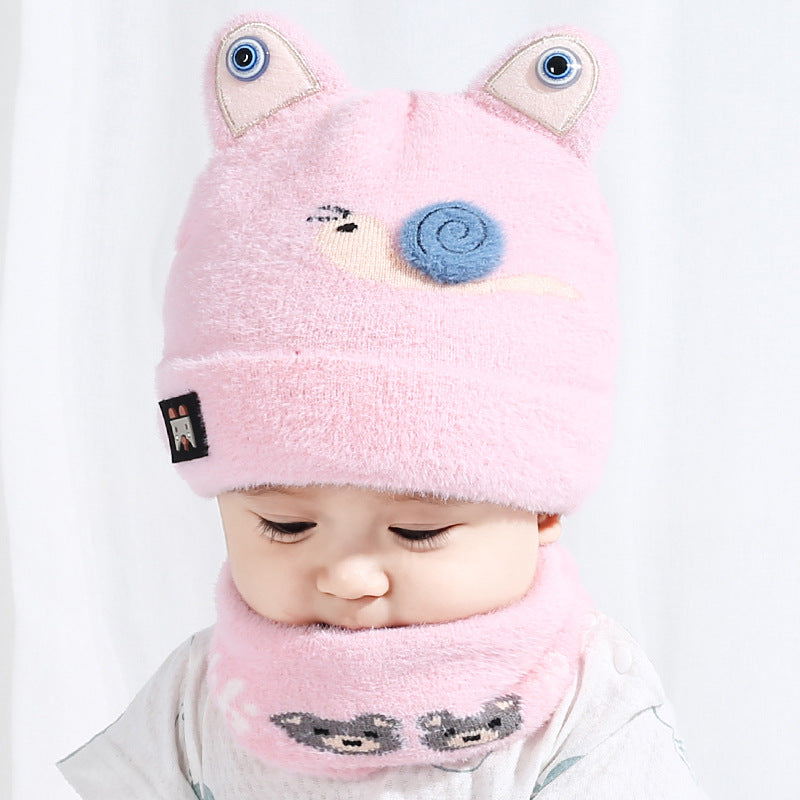 Winter Thickened Cute Snail Warm Ear  Scarf Suit For Baby