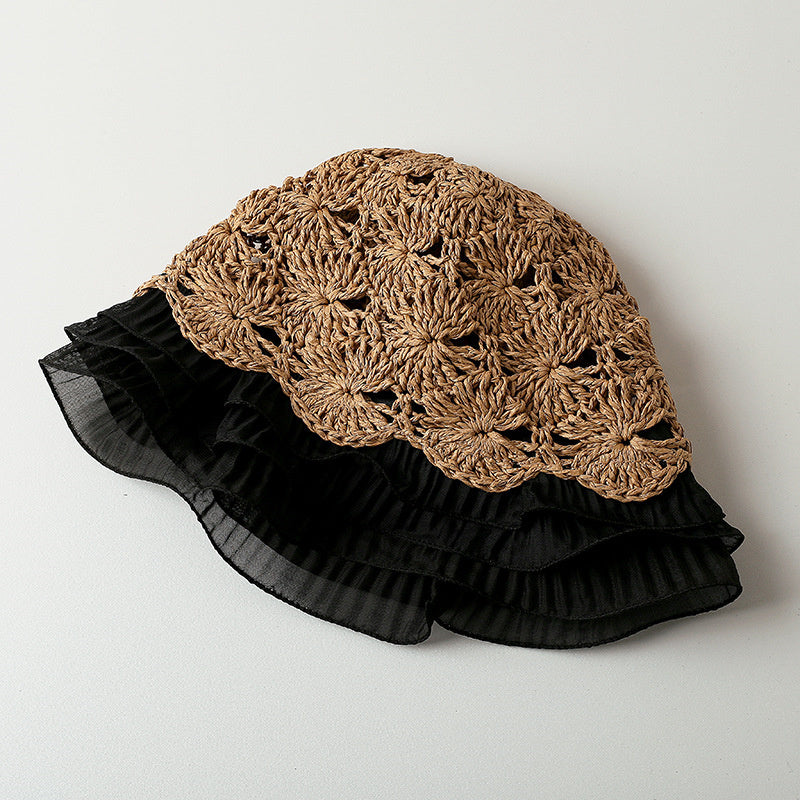 Woven Hollow Pleated Lace  Pot Hat