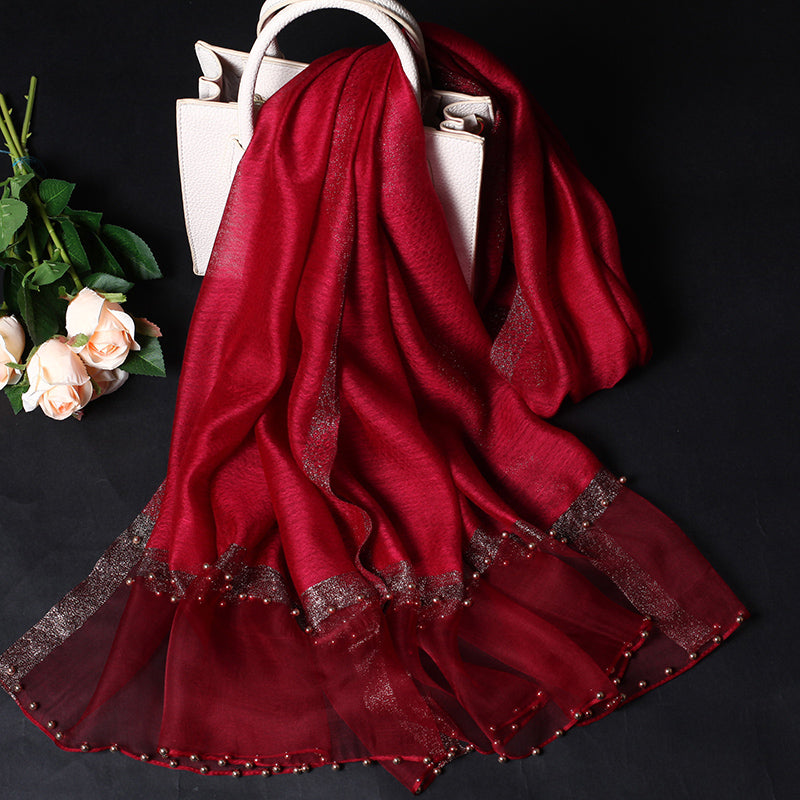 Beaded Pure Color Scarf