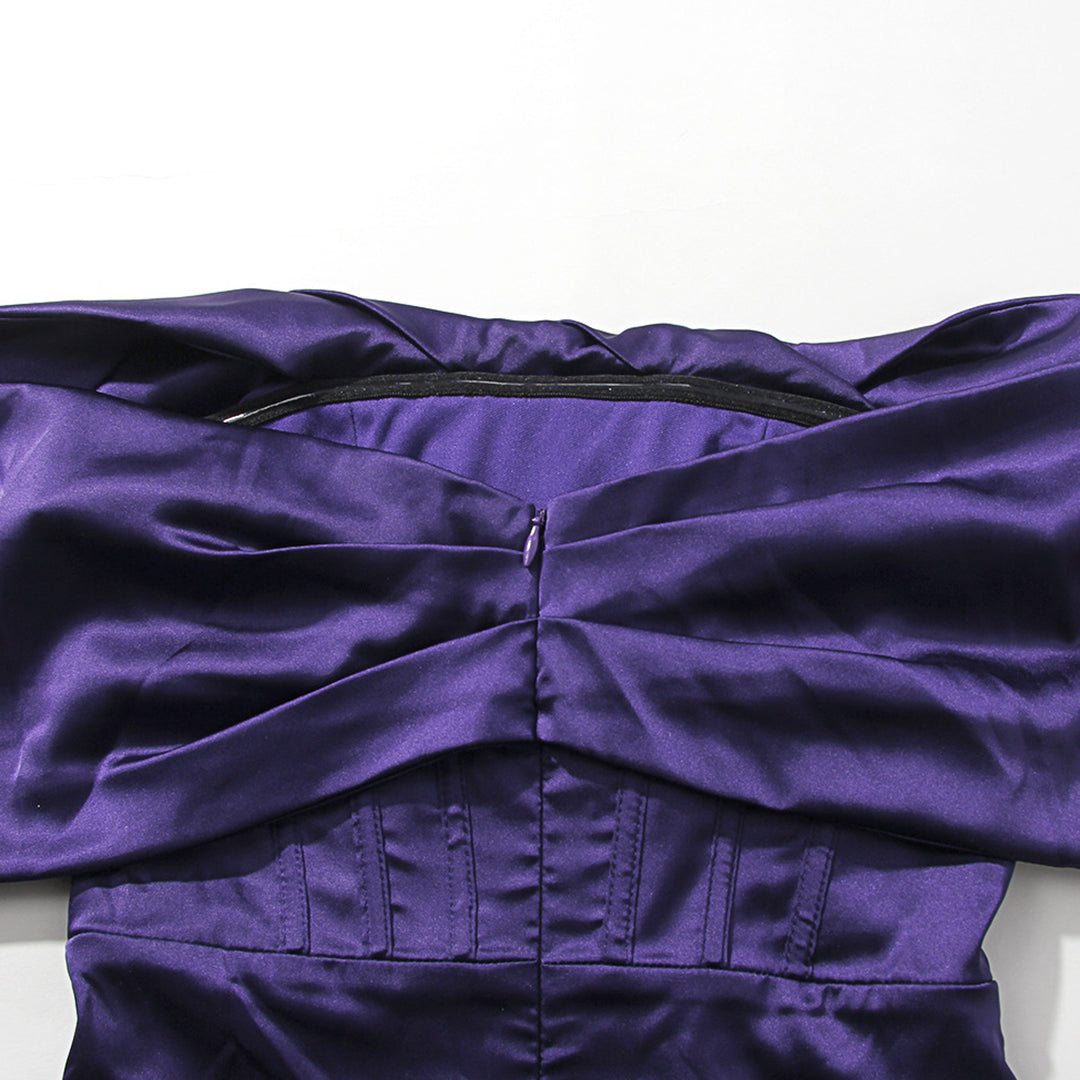 Women Sexy Tight Blue Off Shoulder Dress