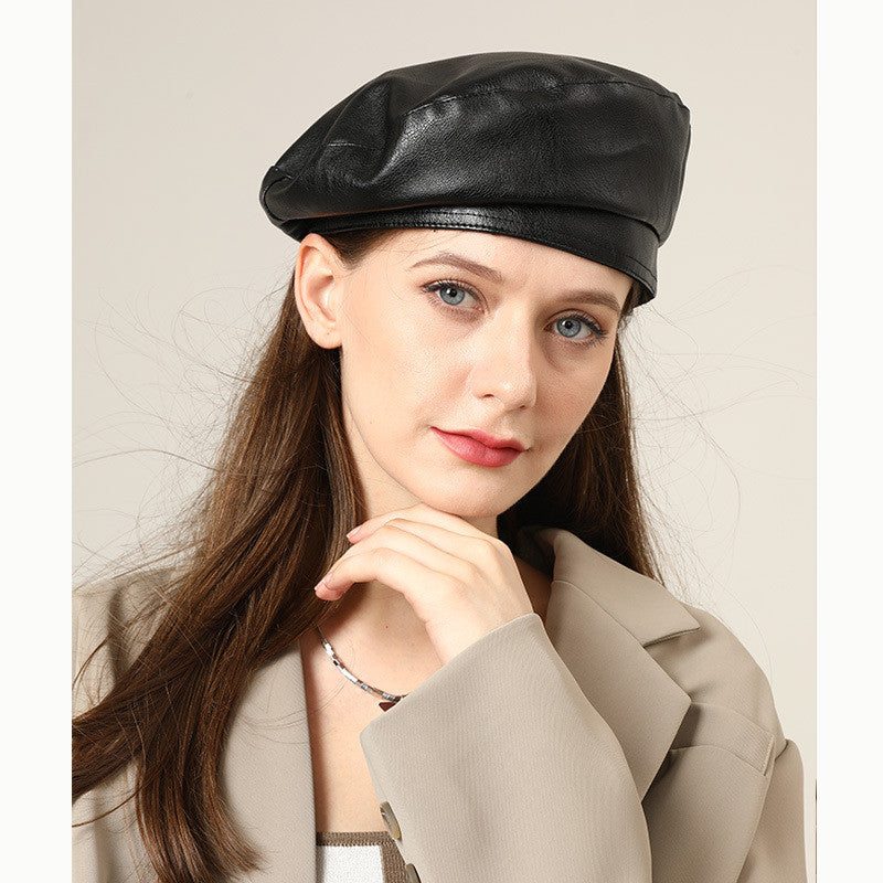 Vintage PU Leather Beret