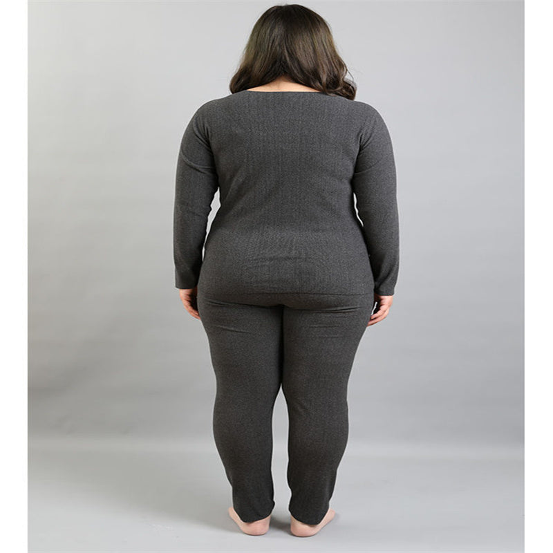 Big Size Thin Thermal Underwear Sets Women Winter Clothes  Long Sleeve  Tops&Trousers
