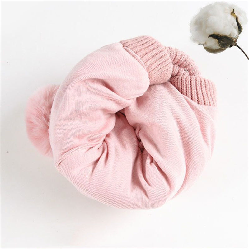 1-3 year old baby ear cap warm wool cap neck