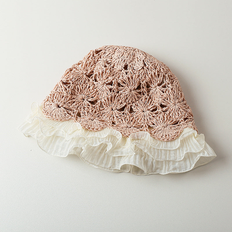 Woven Hollow Pleated Lace  Pot Hat