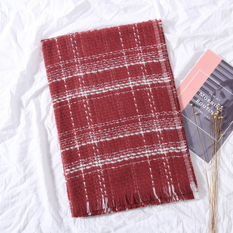 Plaid extended warm scarf imitated cashmere shawl