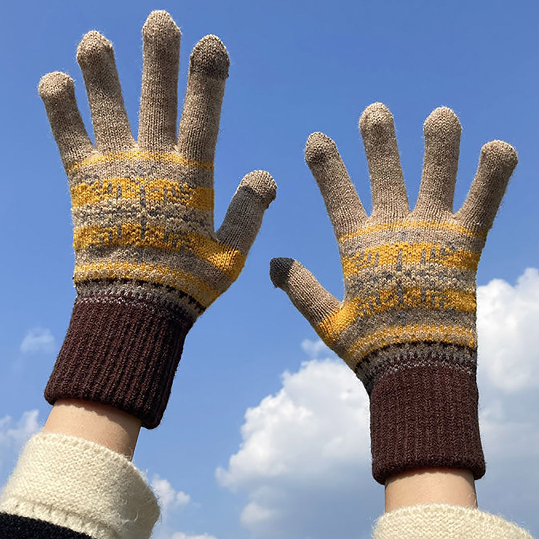 Knitted Warm Colorful Snowflake Gloves Support Touch Screen