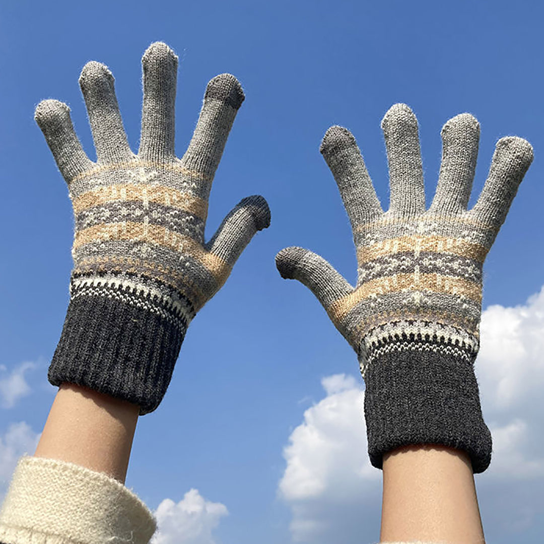 Knitted Warm Colorful Snowflake Gloves Support Touch Screen