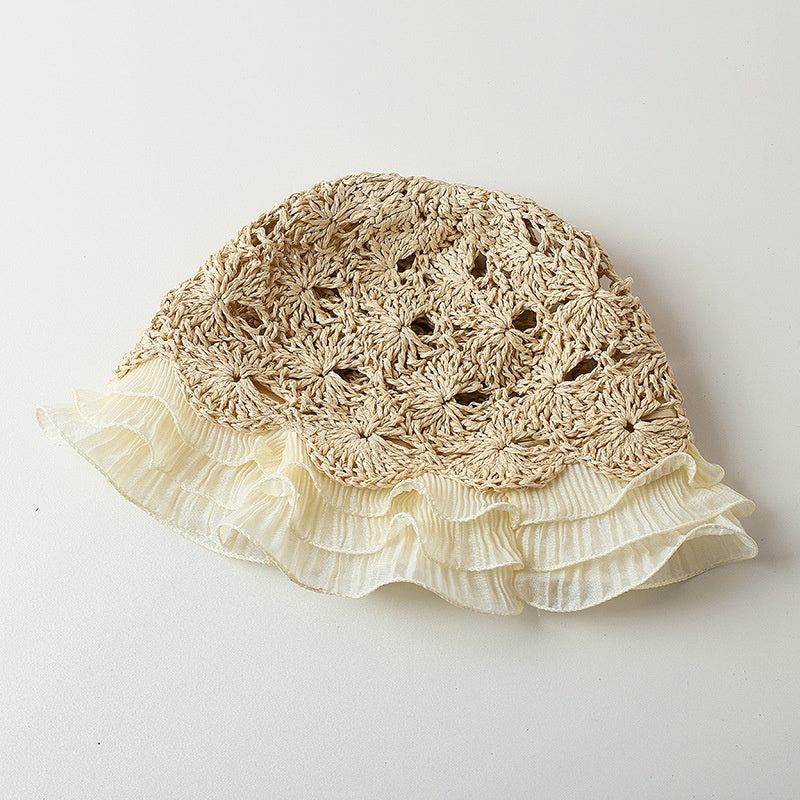 Woven Hollow Pleated Lace  Pot Hat