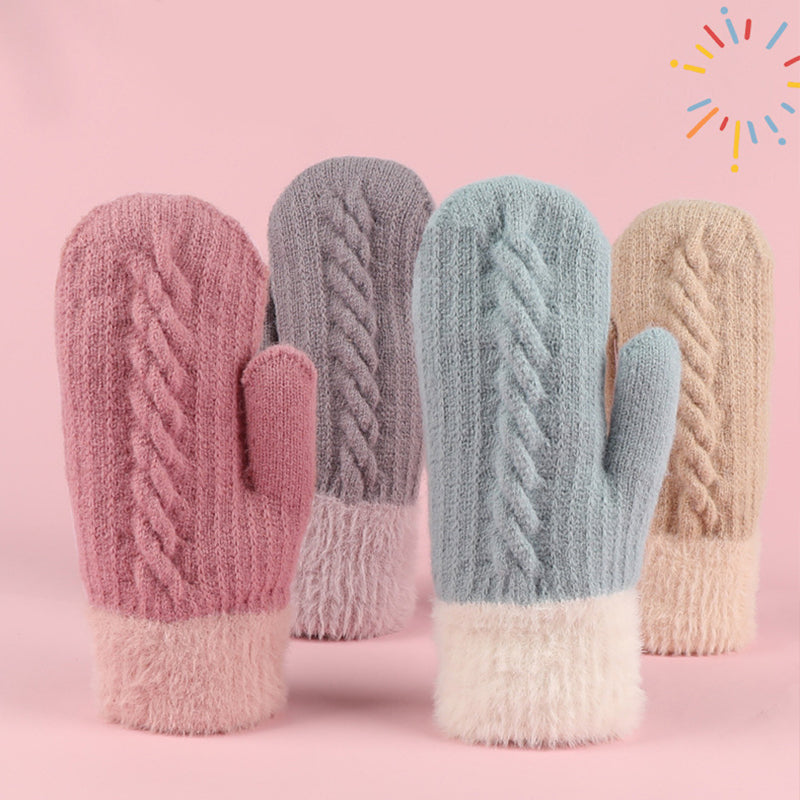 Winter Cute Solid Color Warm Mittens