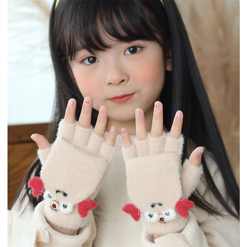 Children's Cold-Resistant Flip Knit Wool Gloves