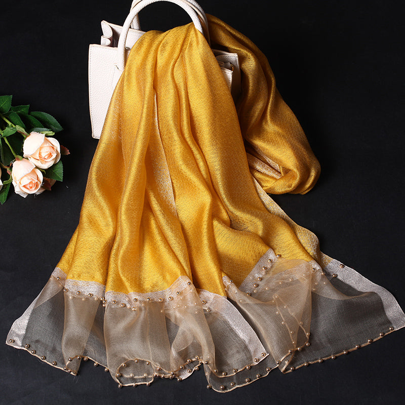 Beaded Pure Color Scarf