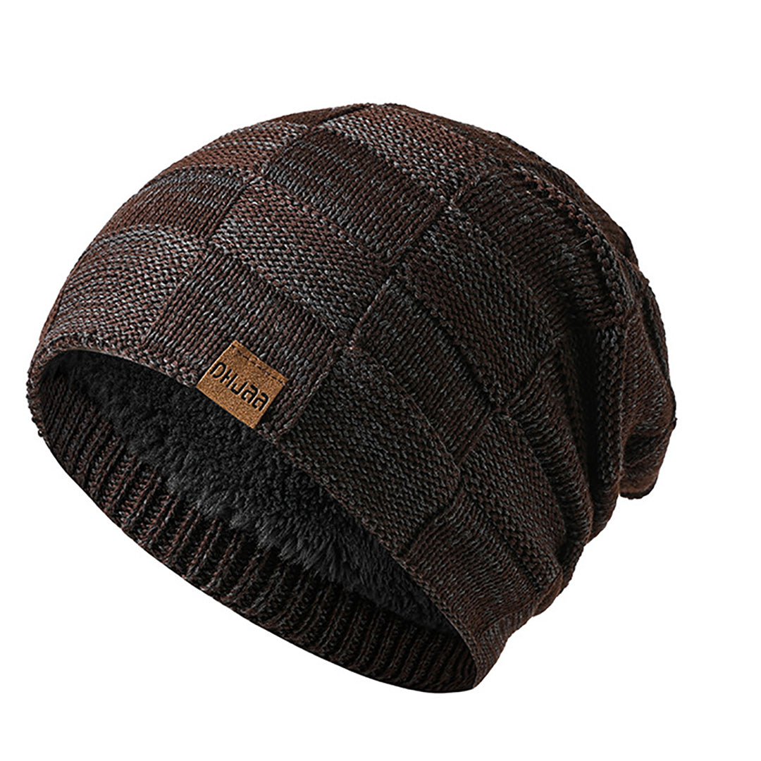 Stylish Men Fluffy Knitted  Hat &  Scarf For Cold Winter