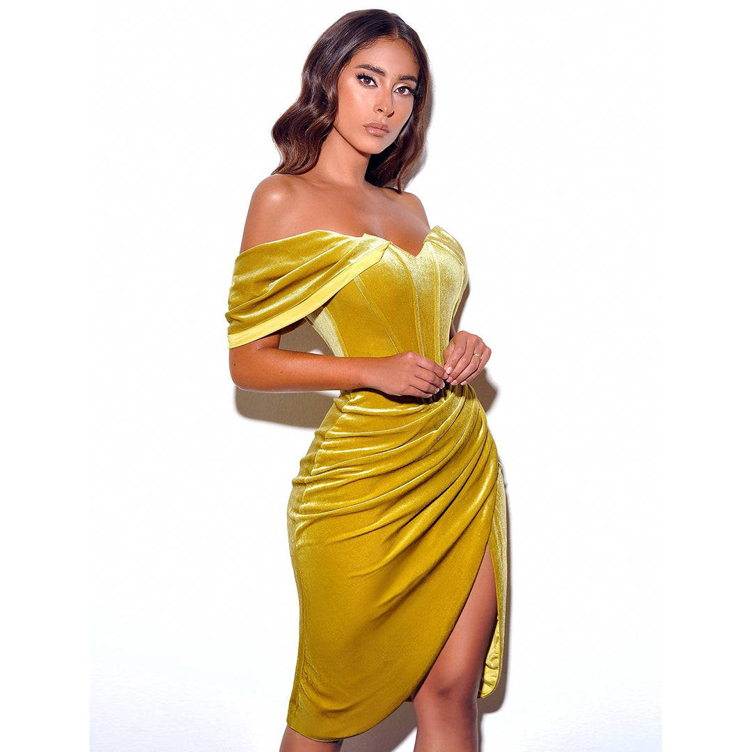 Sexy Female Solid Color Deep V Dress