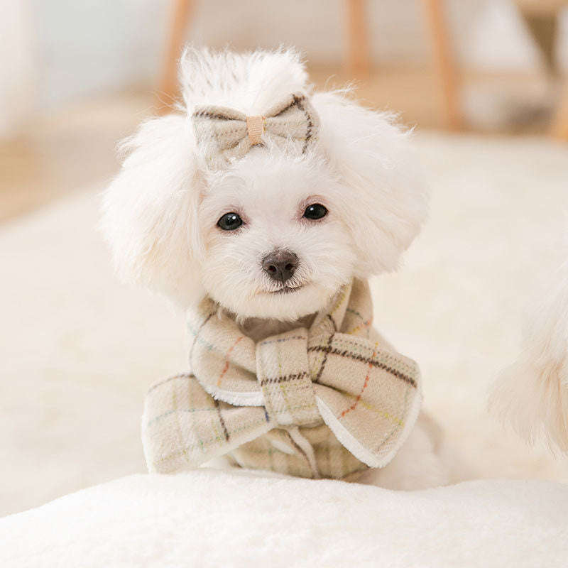 Pet Clothes Plaid Bow Tie Vest Suit