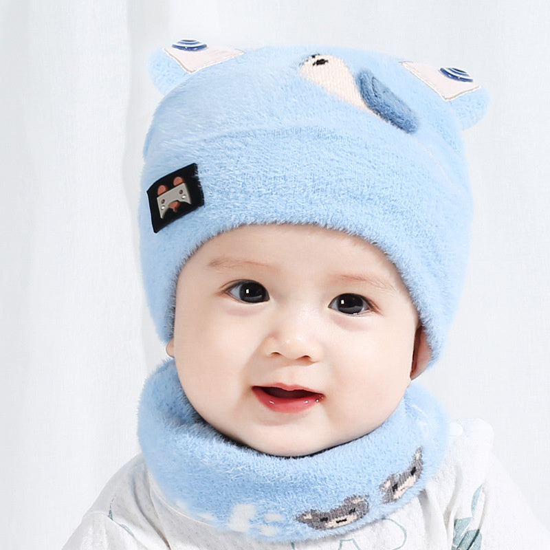 Winter Thickened Cute Snail Warm Ear  Scarf Suit For Baby