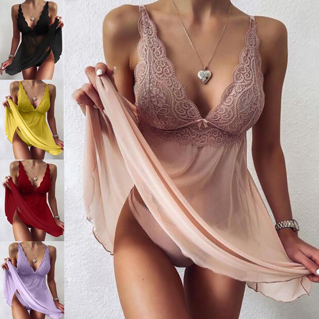 Sexy Women Deep V Nightgown