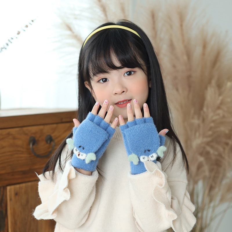 Children's Cold-Resistant Flip Knit Wool Gloves