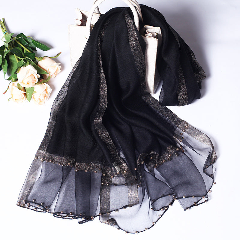 Beaded Pure Color Scarf